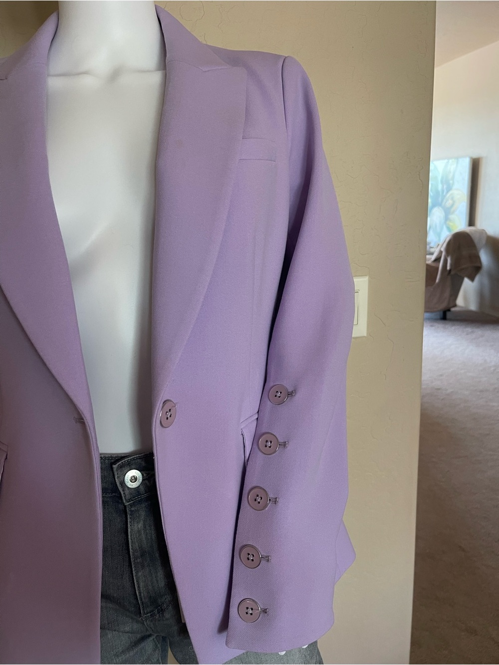 Veronica Beard Lavender Tailored Blazer Size 6 Lilac Single Button Jacket - Picture 4 of 11